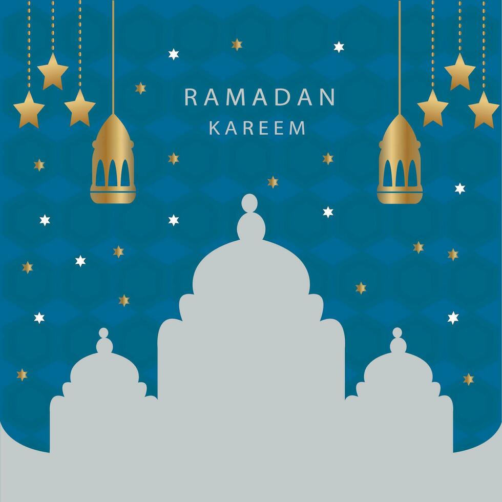 Ramadan Kareem celebration Banner Template vector. Eid Mubarak design vector with a lantern, moon, and star in luxury background. Ramadan design element. Greeting Card design for Muslims Holidays.