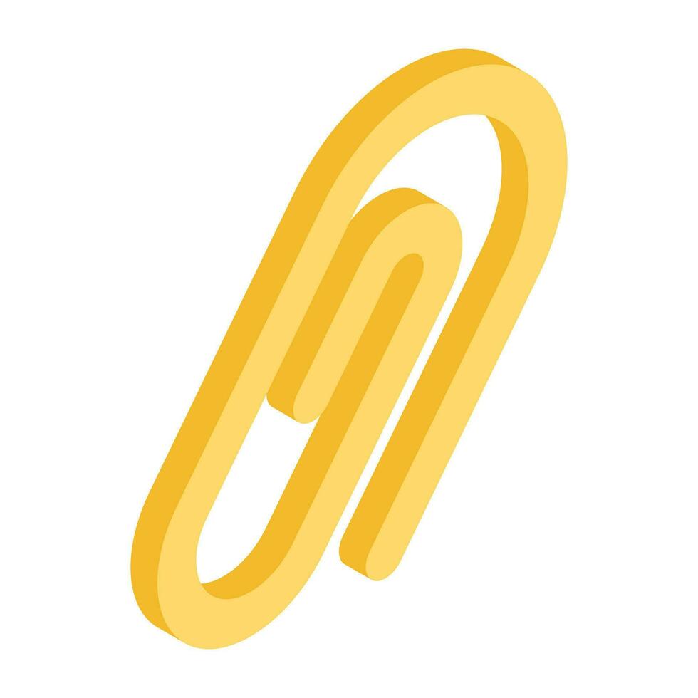 Editable isometric design vector of paperclip
