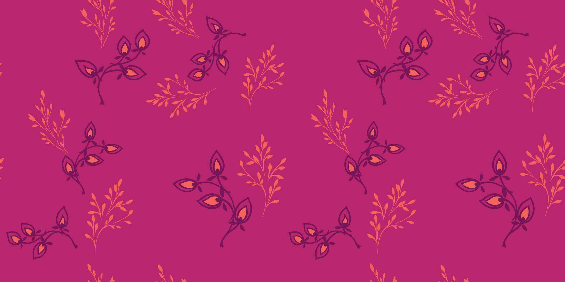 Abstract minimalistic seamless pattern with branches floral, spots. Vector hand drawn sketch. Template for design fabric, interior decor, textile, fashion, wallpaper, surface design