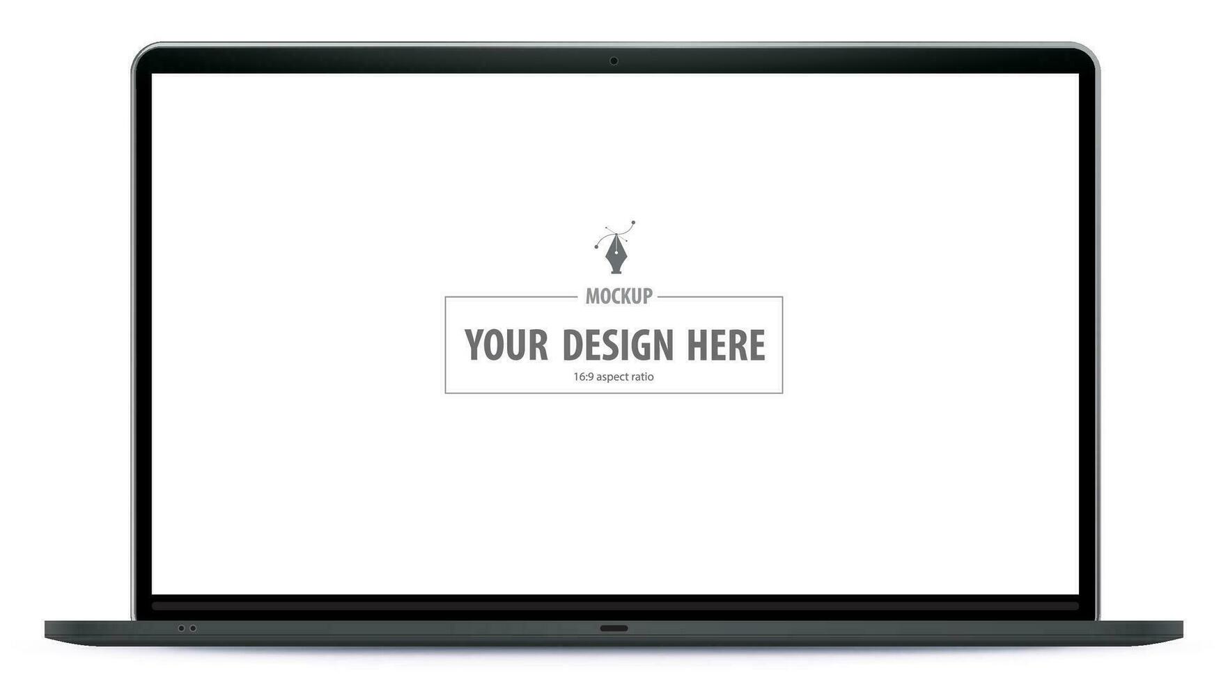Laptop Computer Vector Mockup. Black Notebook PC with blank screen vector illustration on white background.