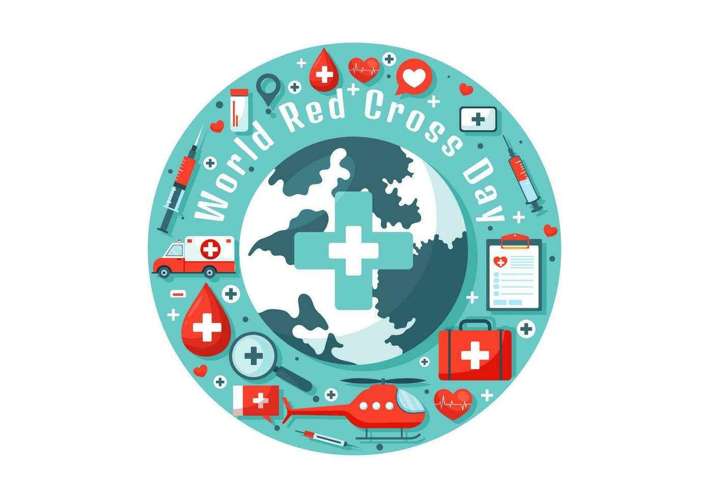 World Red Cross Day Vector Illustration on May 8 to Medical Health and Providing Blood in Healthcare Flat Cartoon Background Design