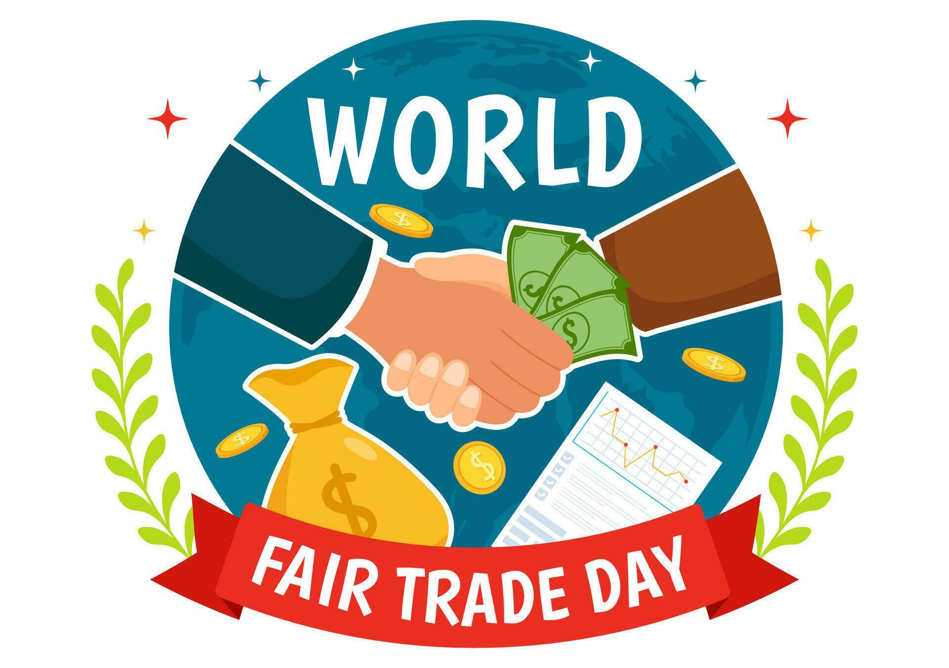 World Fair Trade Day Vector Illustration on 11 May with Gold Coins