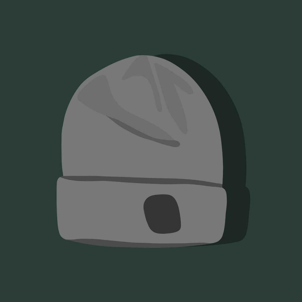 vector aislado ilustración de un invierno Deportes gorra.gris sombrero en un verde antecedentes.