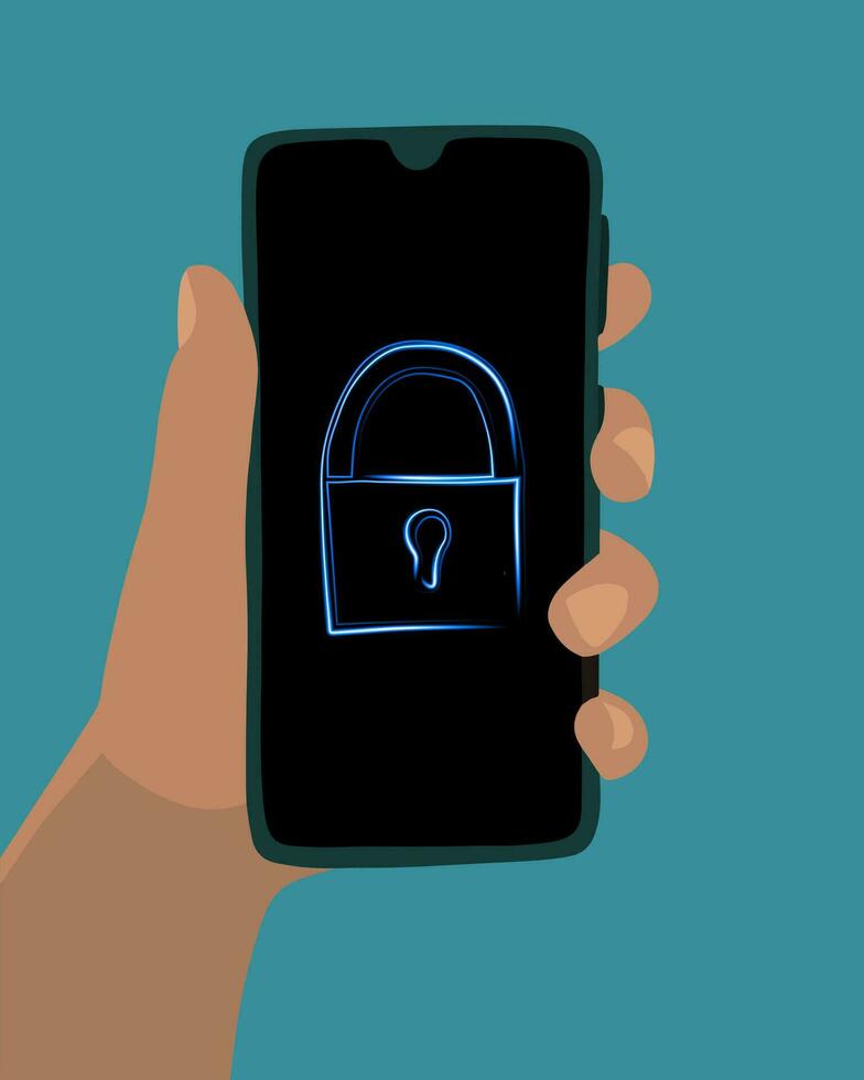 Vector isolated illustration of a locked phone.Security of private information.