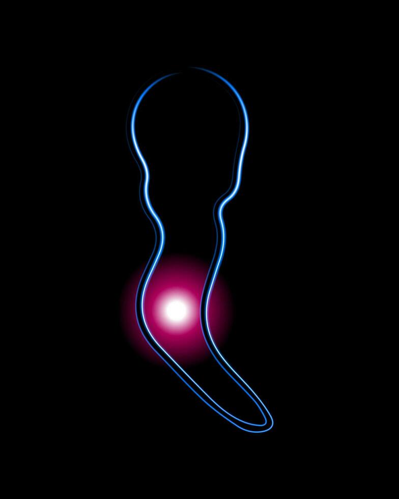 Vector isolated illustration of appendicitis pain with neon effect.