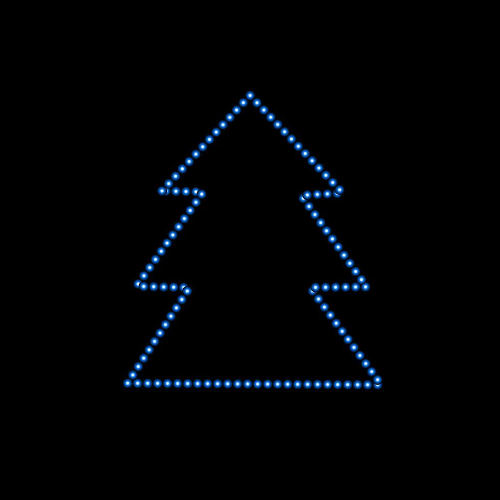Vector illustration of Christmas tree with neon effect.