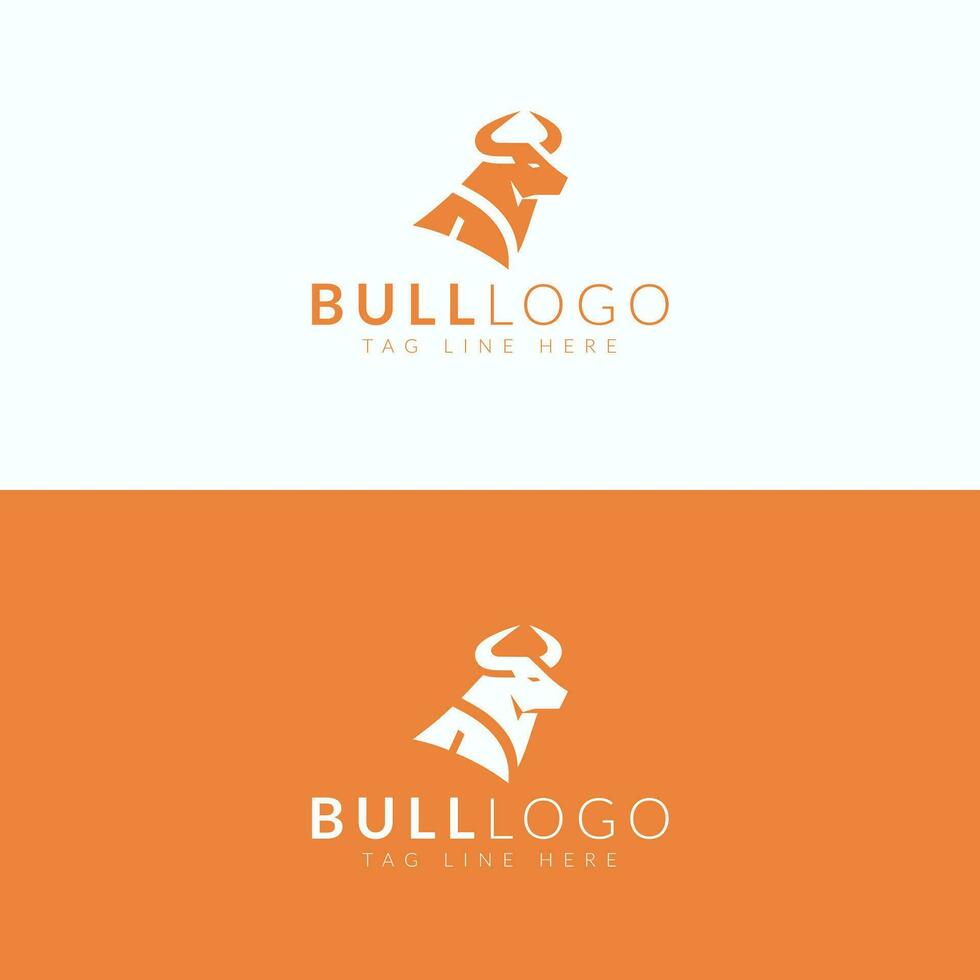 Bull Logo Design in Orange and White vector