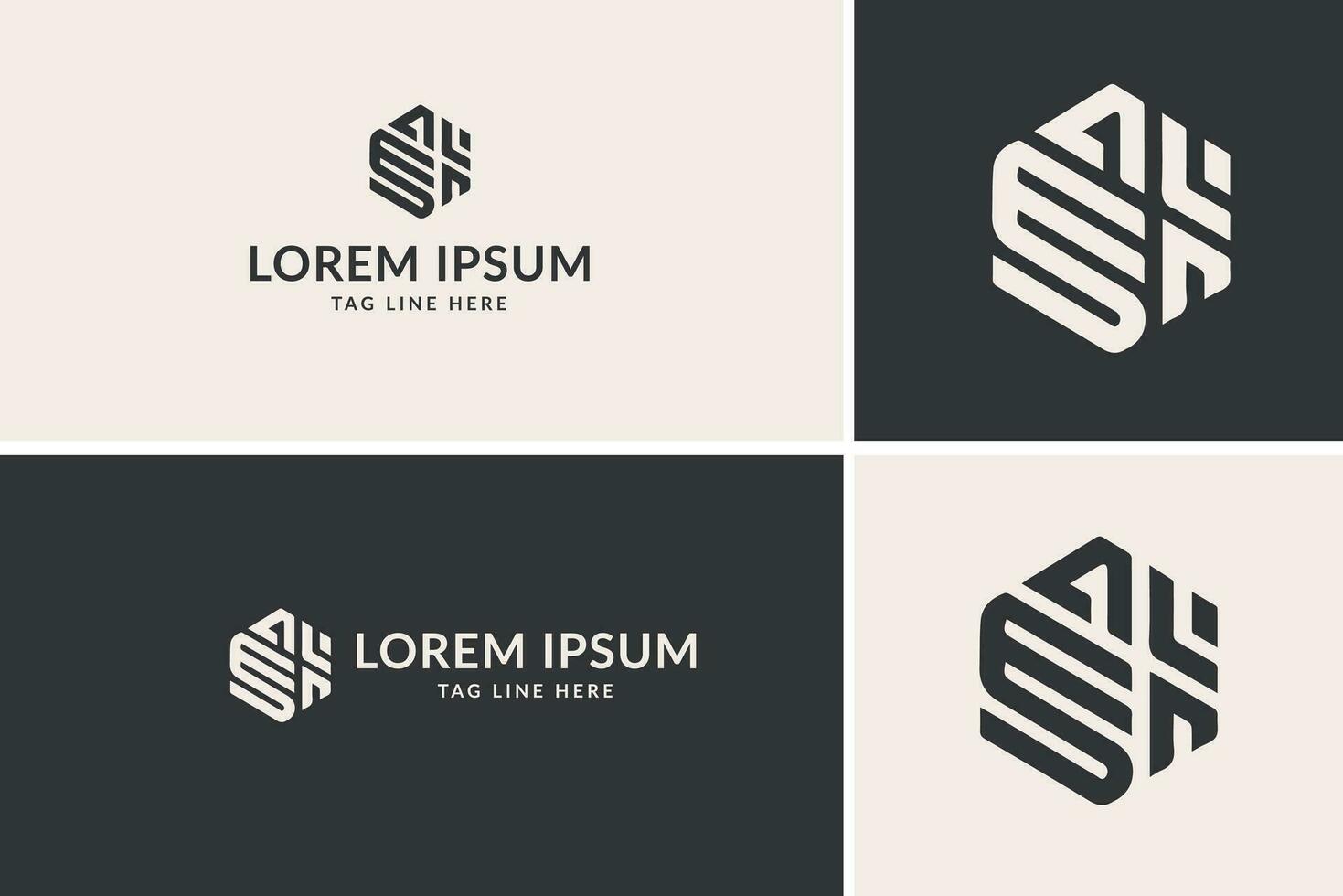 Abstract Emblem Quartet in Monochrome Shades vector