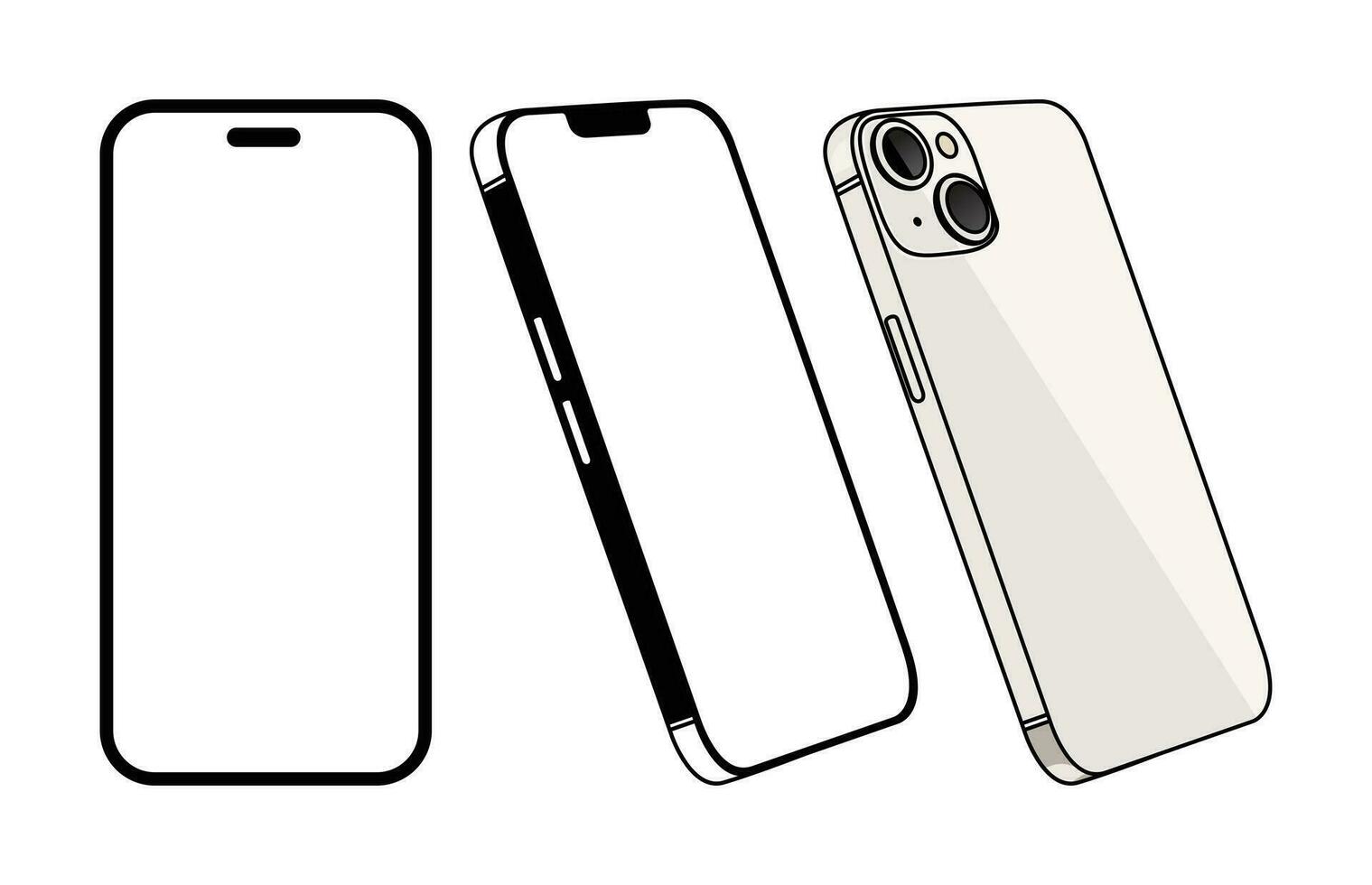 teléfono inteligente o móvil teléfono con blanco pantalla vector diseño modelo