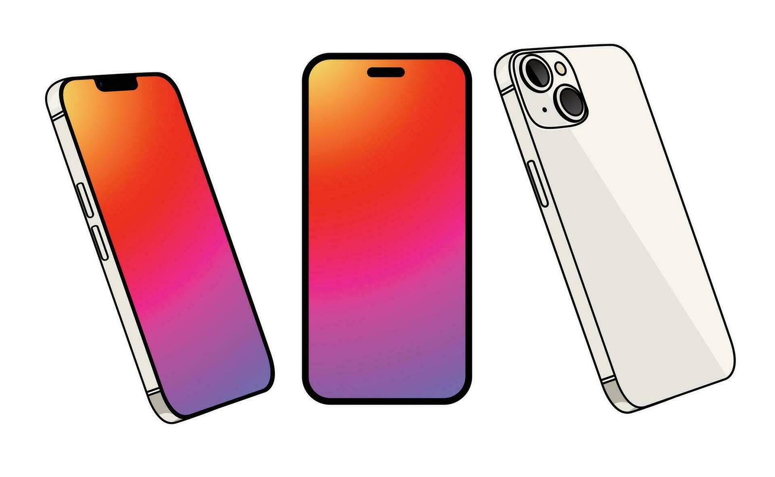 teléfono inteligente o móvil teléfono con blanco pantalla vector diseño modelo