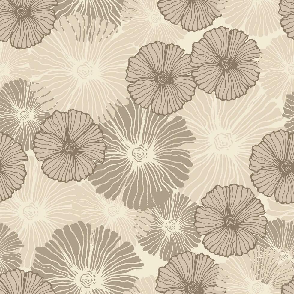 Leaves and flowers. Hand-drawn graphics. Seamless patterns for fabric and packaging design. A textile pattern. vector