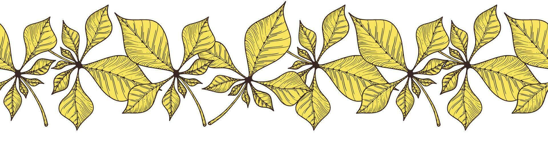 Leaves and flowers. Hand-drawn graphics. Seamless patterns for fabric and packaging design. A textile pattern. vector