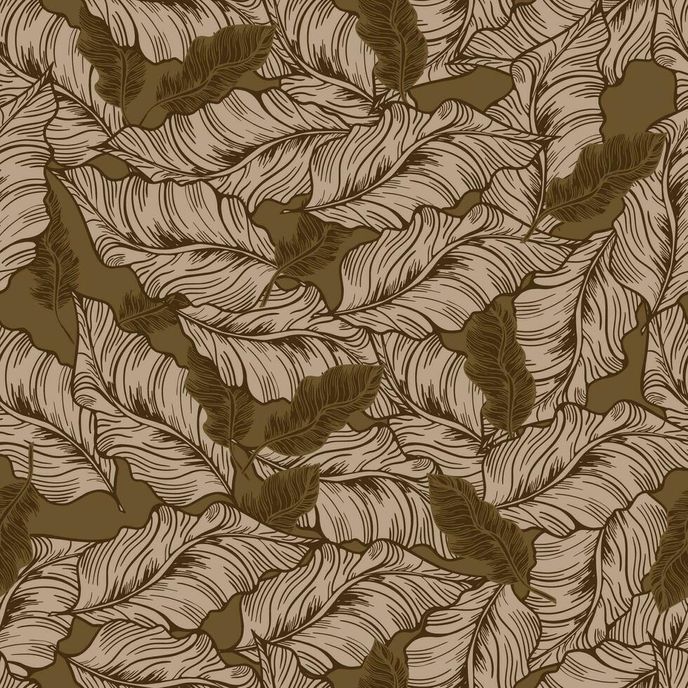 Leaves. Hand-drawn graphics. Seamless patterns for fabric and packaging design. vector