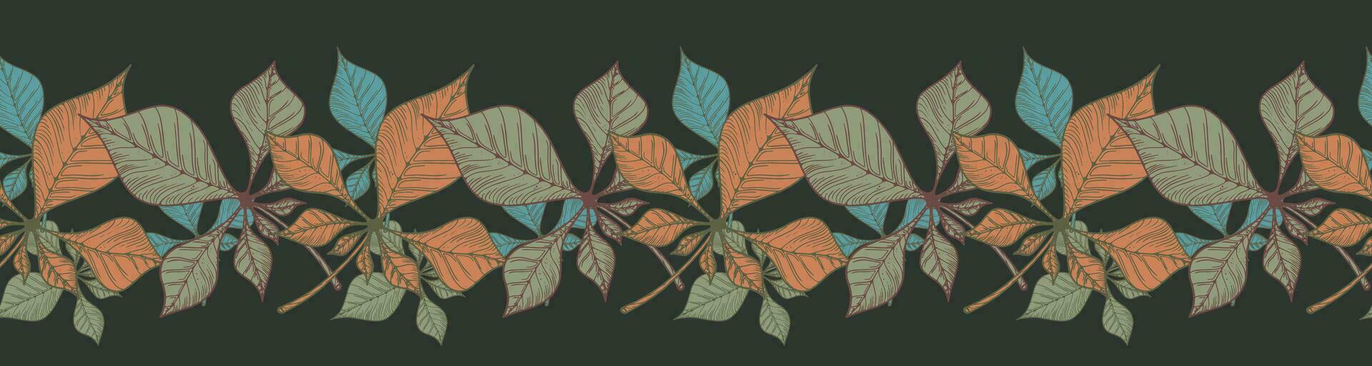 Leaves and flowers. Hand-drawn graphics. Seamless patterns for fabric and packaging design. A textile pattern. vector