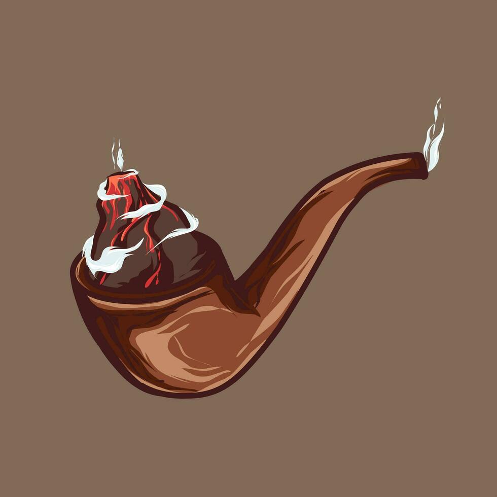 a smoking pipe with a burning cigar on top vector