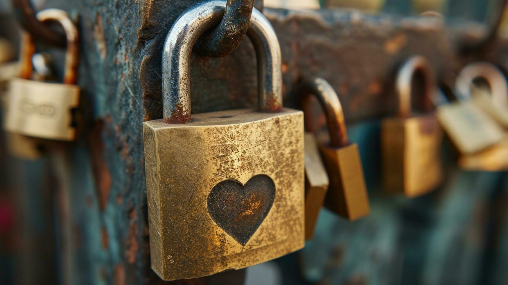 AI generated Locked padlocks, keys, and symbolic imagery portraying everlasting love and commitment photo