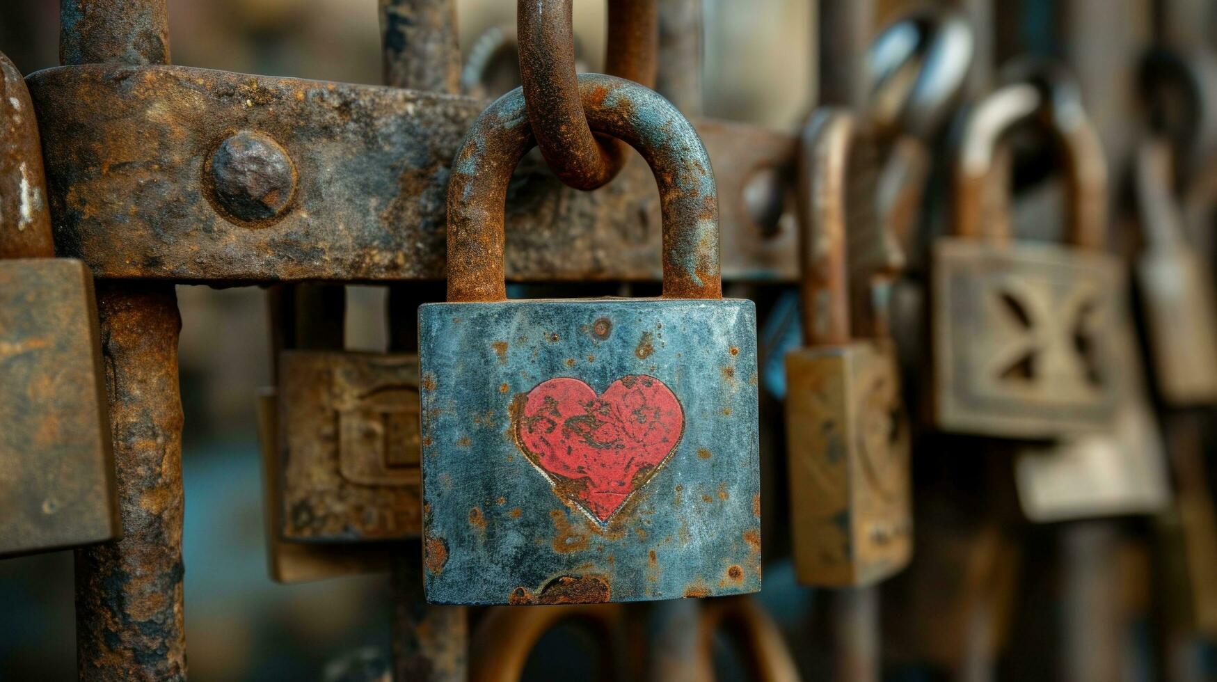 AI generated Locked padlocks, keys, and symbolic imagery portraying everlasting love and commitment photo