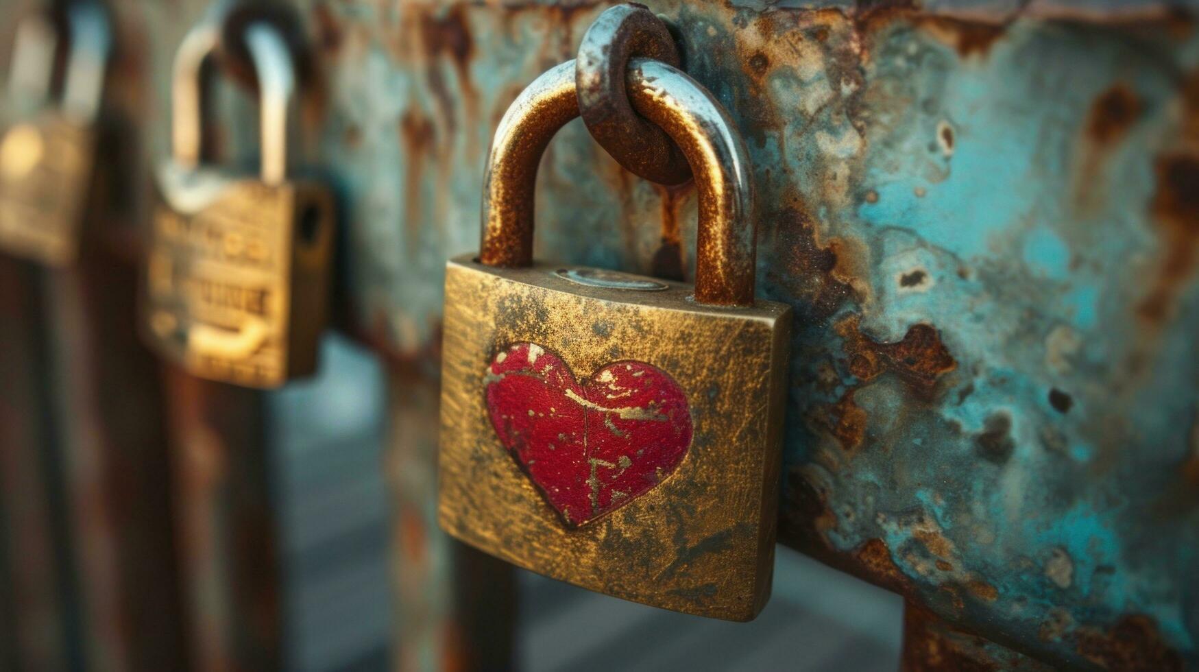 AI generated Locked padlocks, keys, and symbolic imagery portraying everlasting love and commitment photo