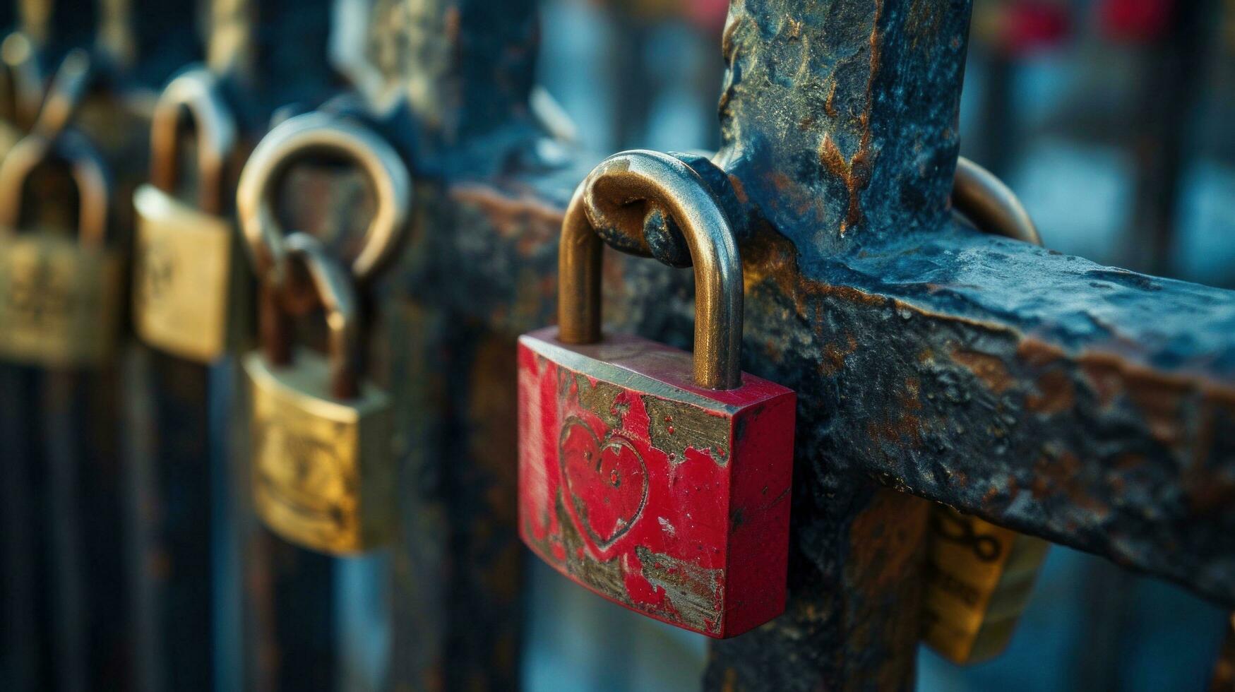 AI generated Locked padlocks, keys, and symbolic imagery portraying everlasting love and commitment photo