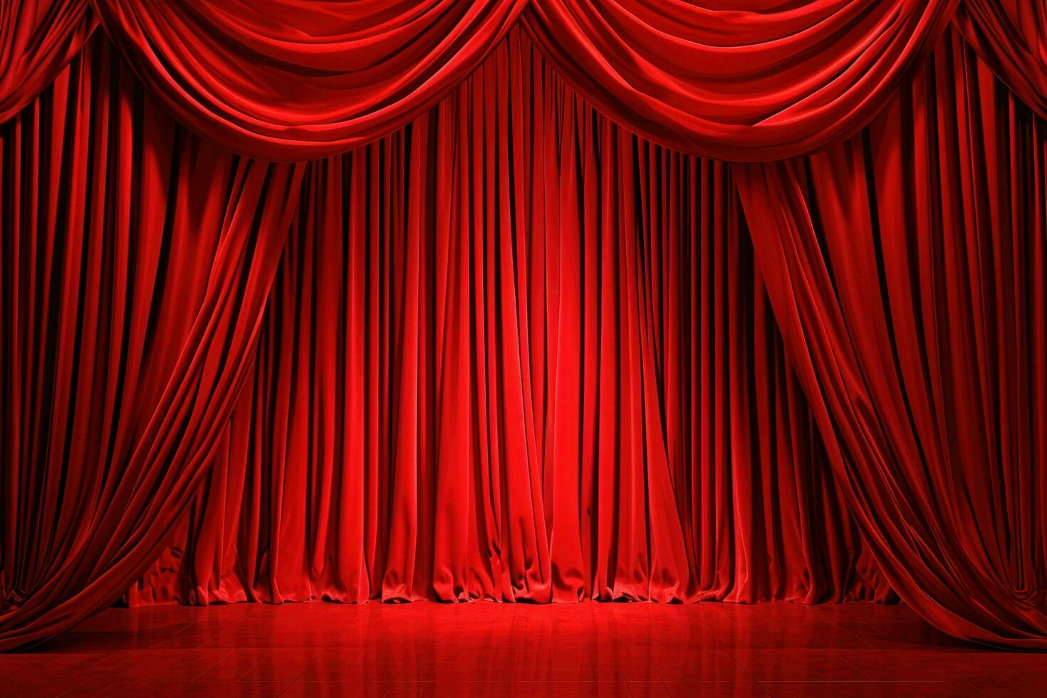 AI generated red curtains design photo