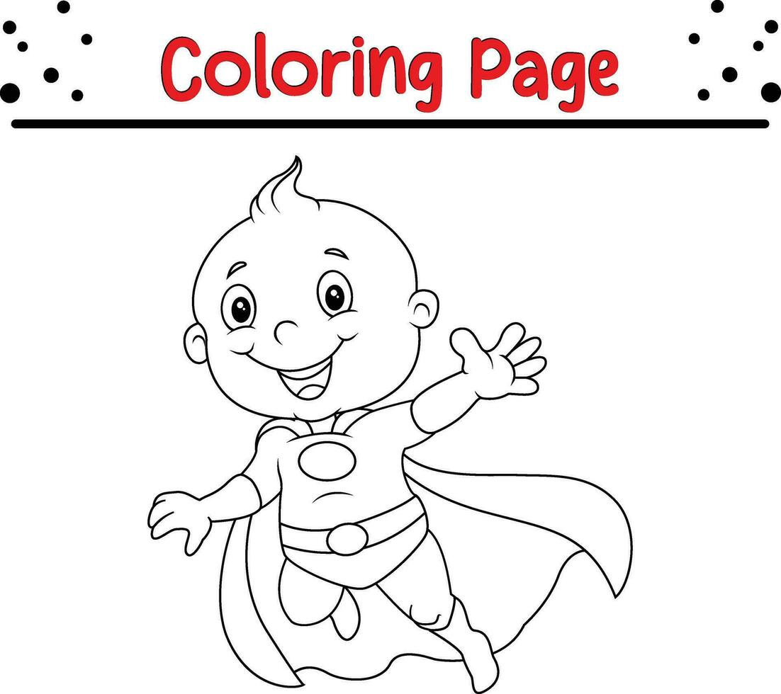 Coloring book page for children, kids Superhero vector