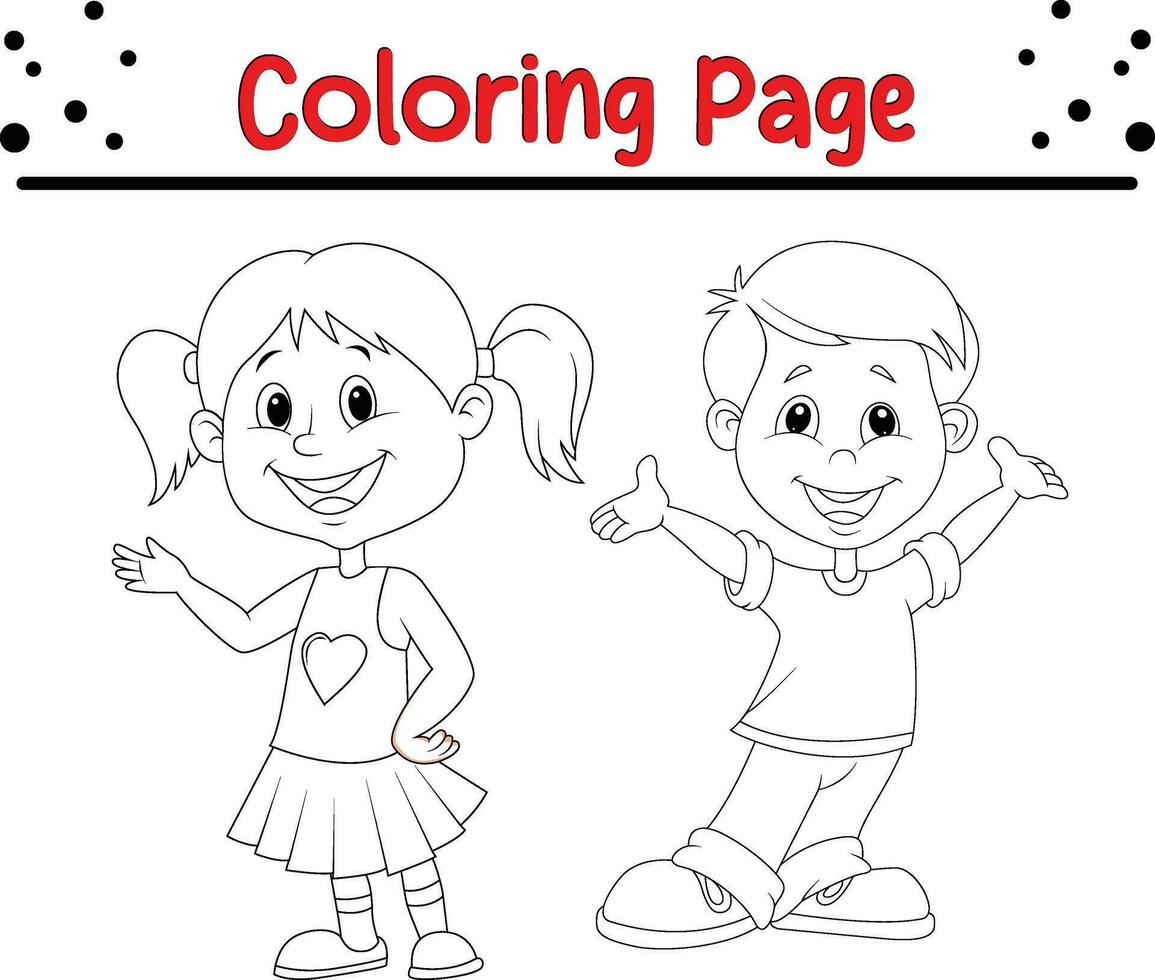 colorante página linda niños con actitud expresión vector