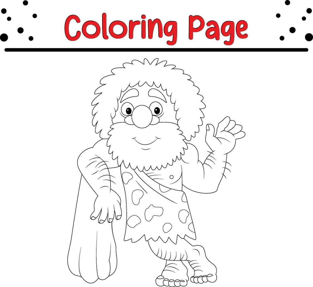 caveman coloring page for kids vector