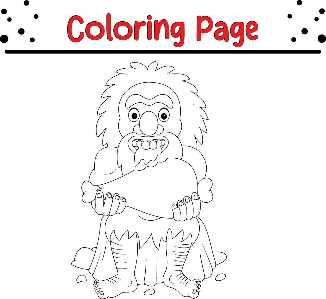 caveman coloring page for kids vector