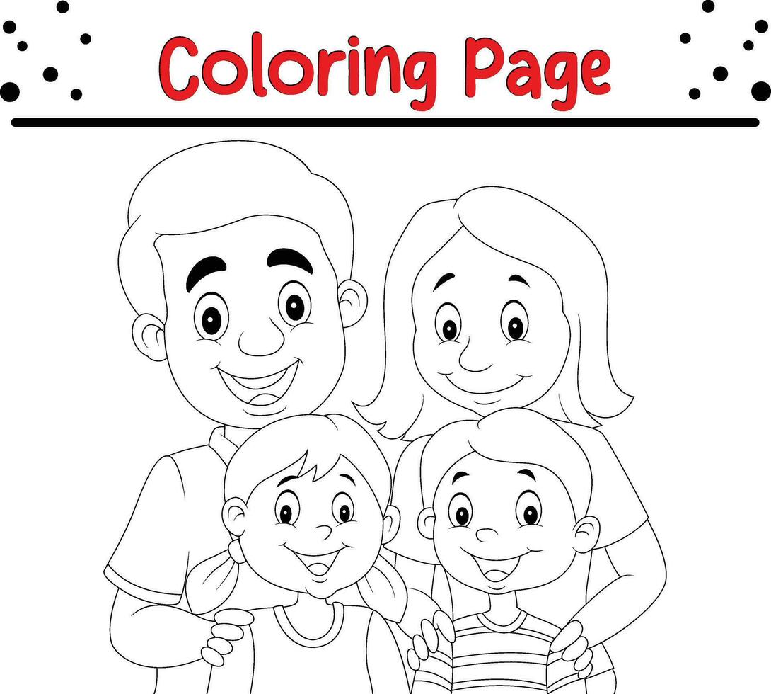 Coloring page happy family vector