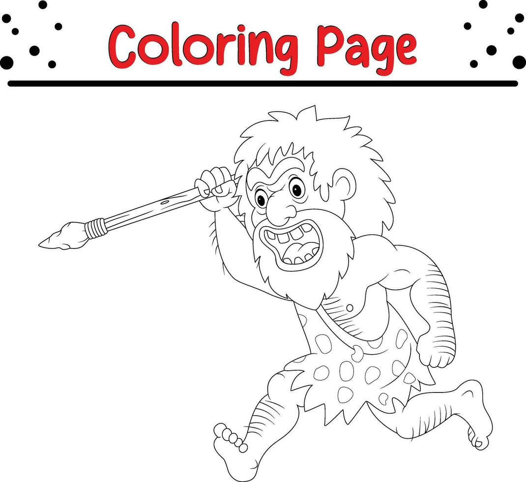 caveman coloring page for kids vector