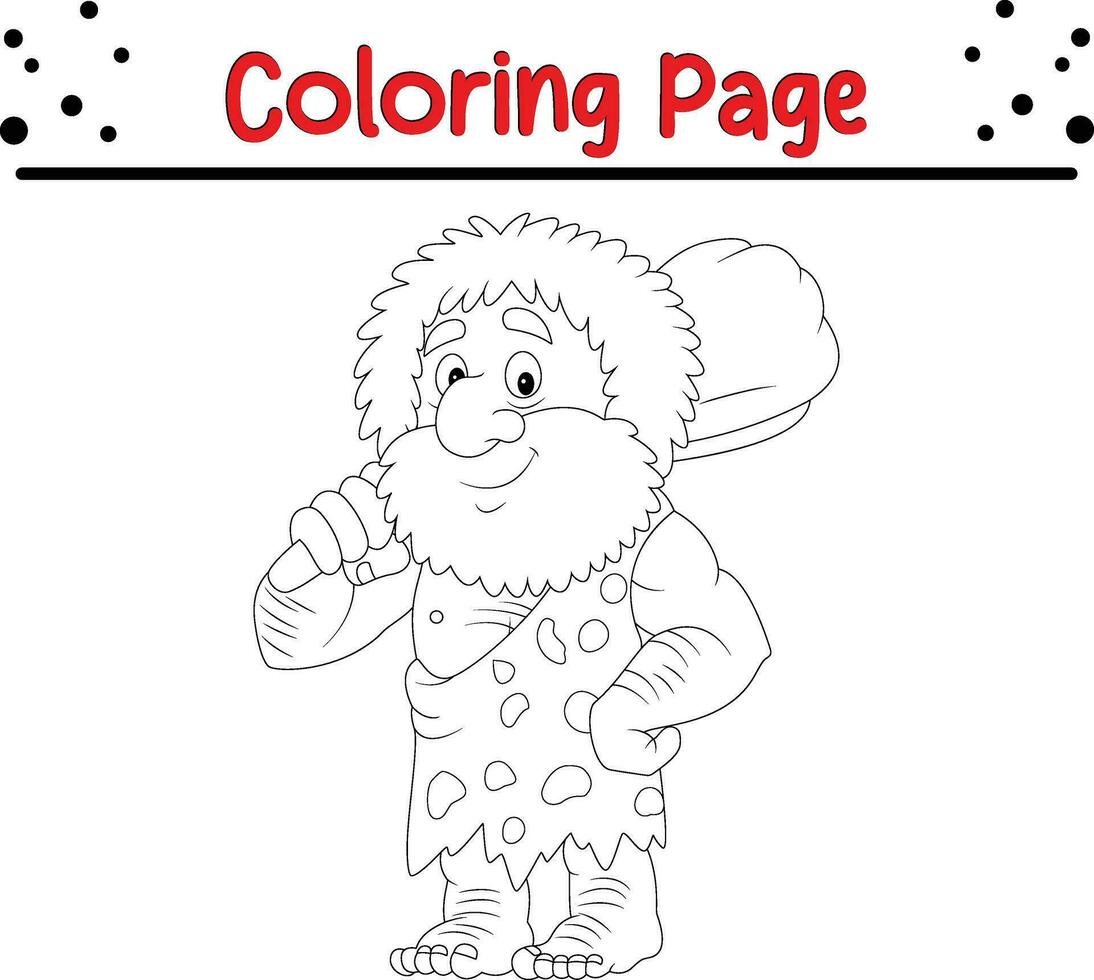 caveman coloring page for kids vector