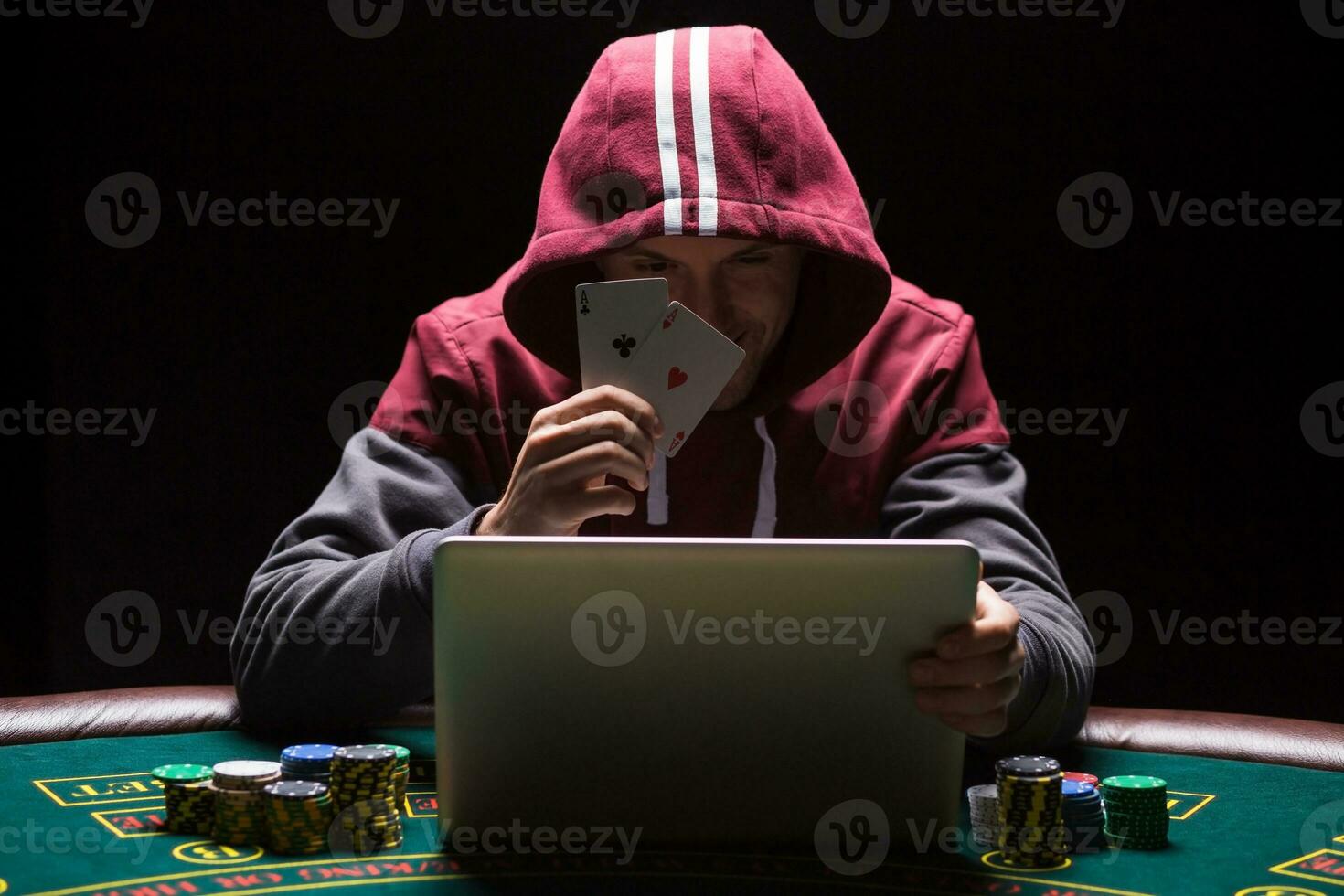 Online poker players sitting at the table photo