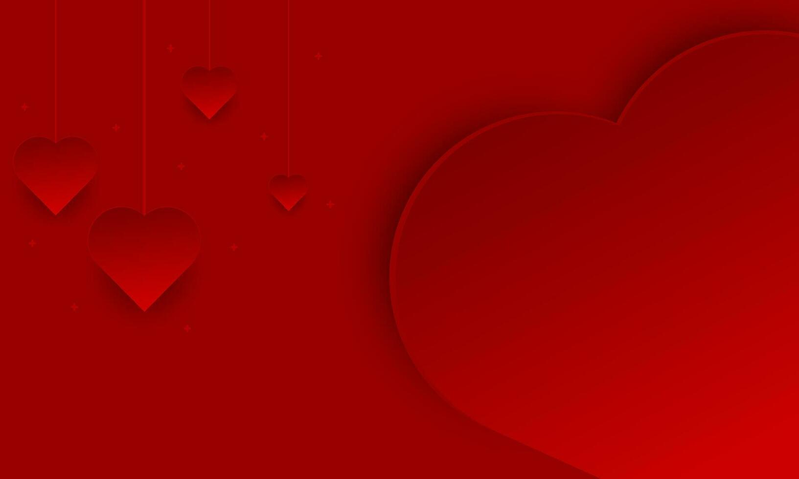 Soft red valentines day background with 3d love shapes. Suitable for posters, covers, banners. vector