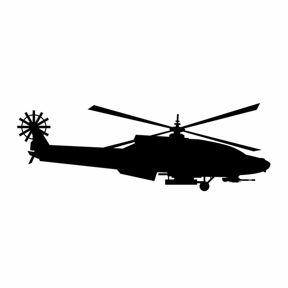 Attack helicopter silhouette icon vector. Attack helicopter silhouette for icon, symbol or sign. Attack helicopter icon for military, war, conflict and air strike vector