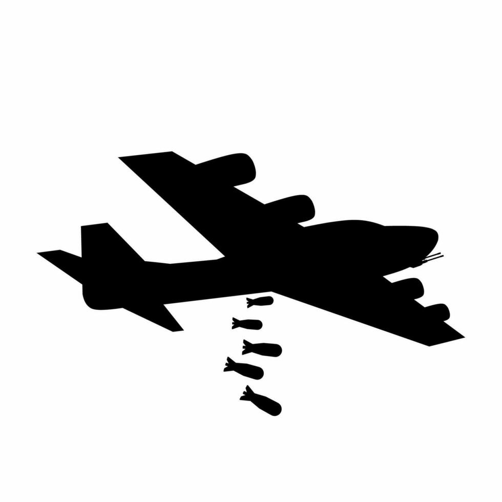 Bomber plane silhouette icon vector. Bomber aircraft silhouette for icon, symbol or sign. Bomber plane icon for military, war, conflict and air strike vector