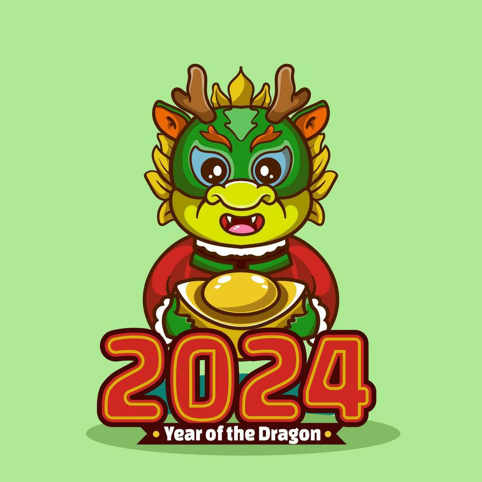 Happy Chinese New Year 2024 The Dragon Show Up. Dragon symbol of New Year 2022 character concept for design celebration vector