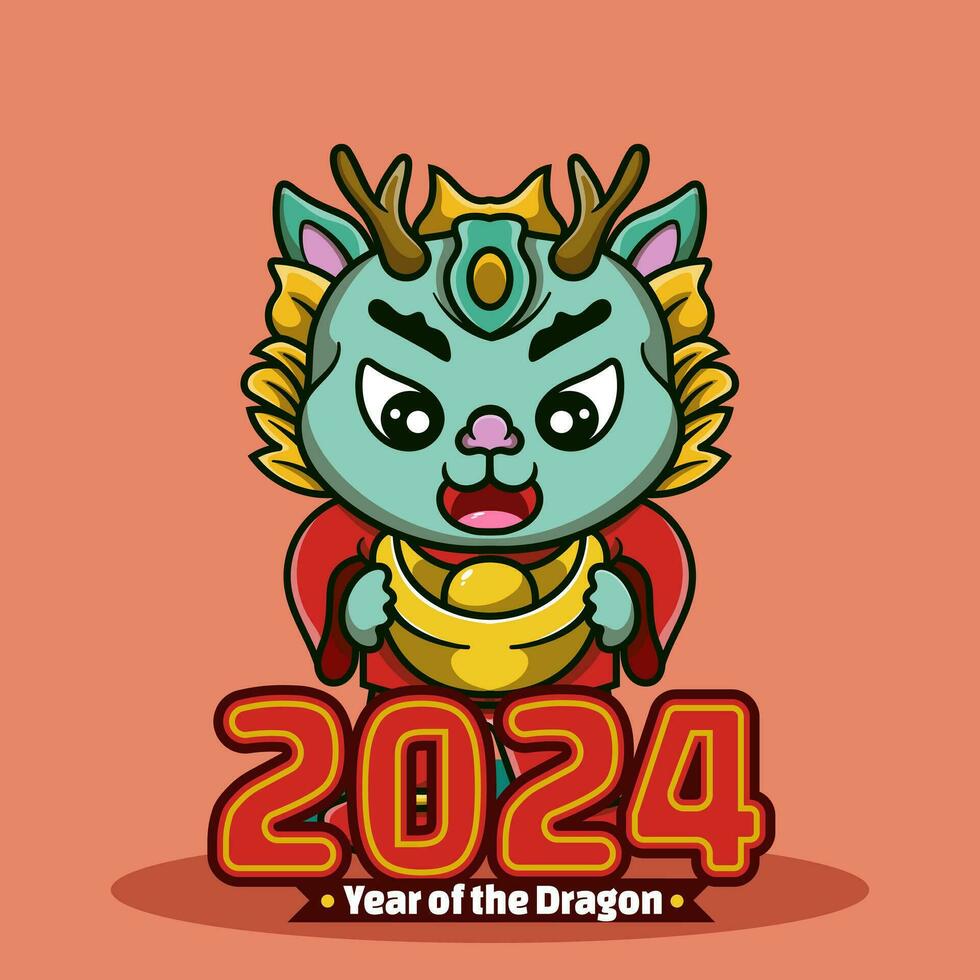 Happy Chinese New Year 2024 The Dragon Show Up. Dragon symbol of New Year 2022 character concept for design celebration vector