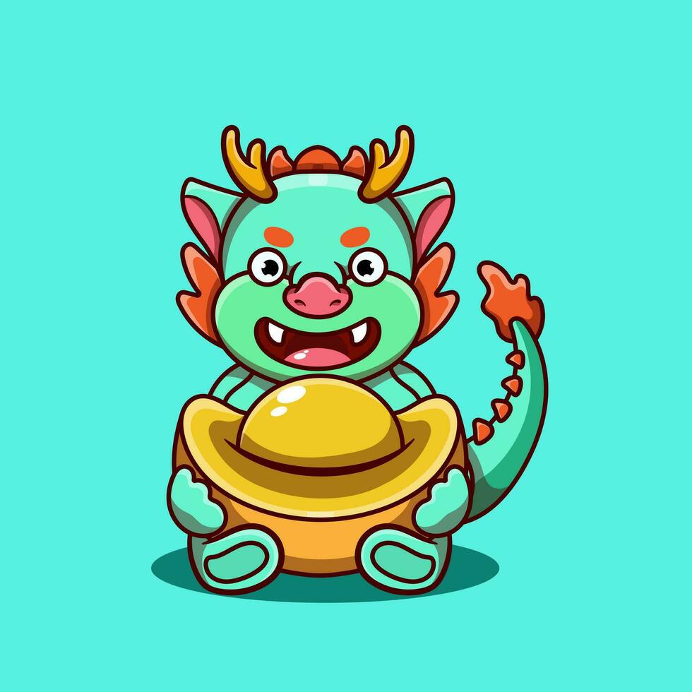 Cute funny 2024 New Year symbol dragon character. Vector cartoon kawaii character illustration icon. Isolated on background. Dragon symbol of New Year 2022 character concept