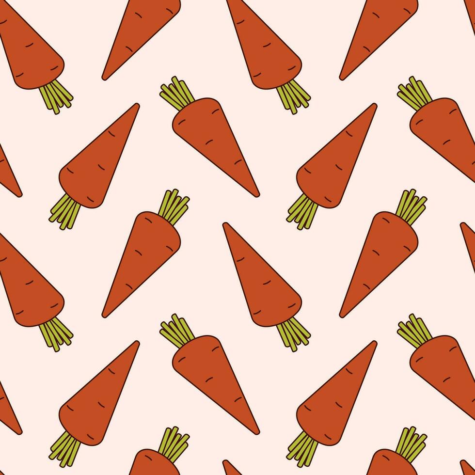 Seamless pattern with carrots. Healthy vegetarian food. Vector flat illustration of vegetables.