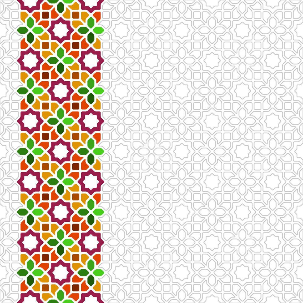 Islamic Geometric Seamless Pattern with Stroke Combination vector