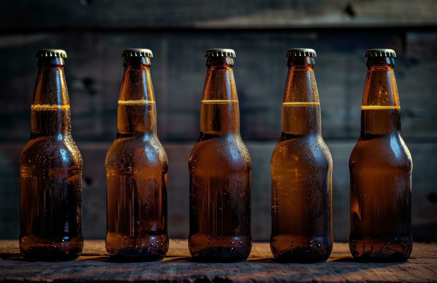 AI generated different colored beer bottles in line photo