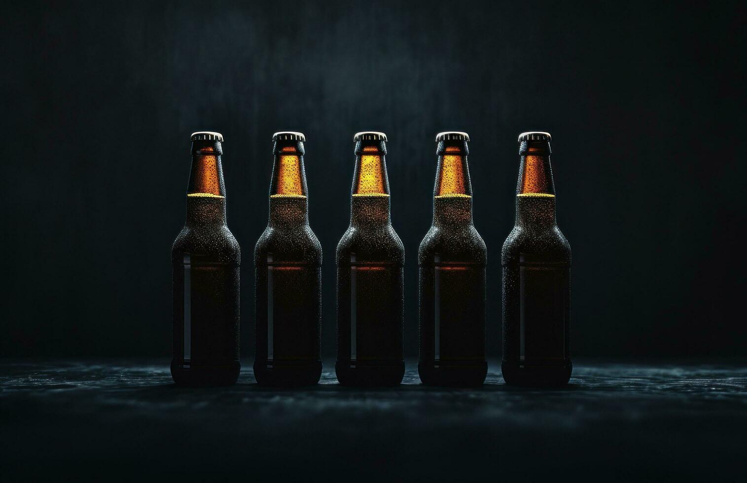 AI generated different colored beer bottles in line photo