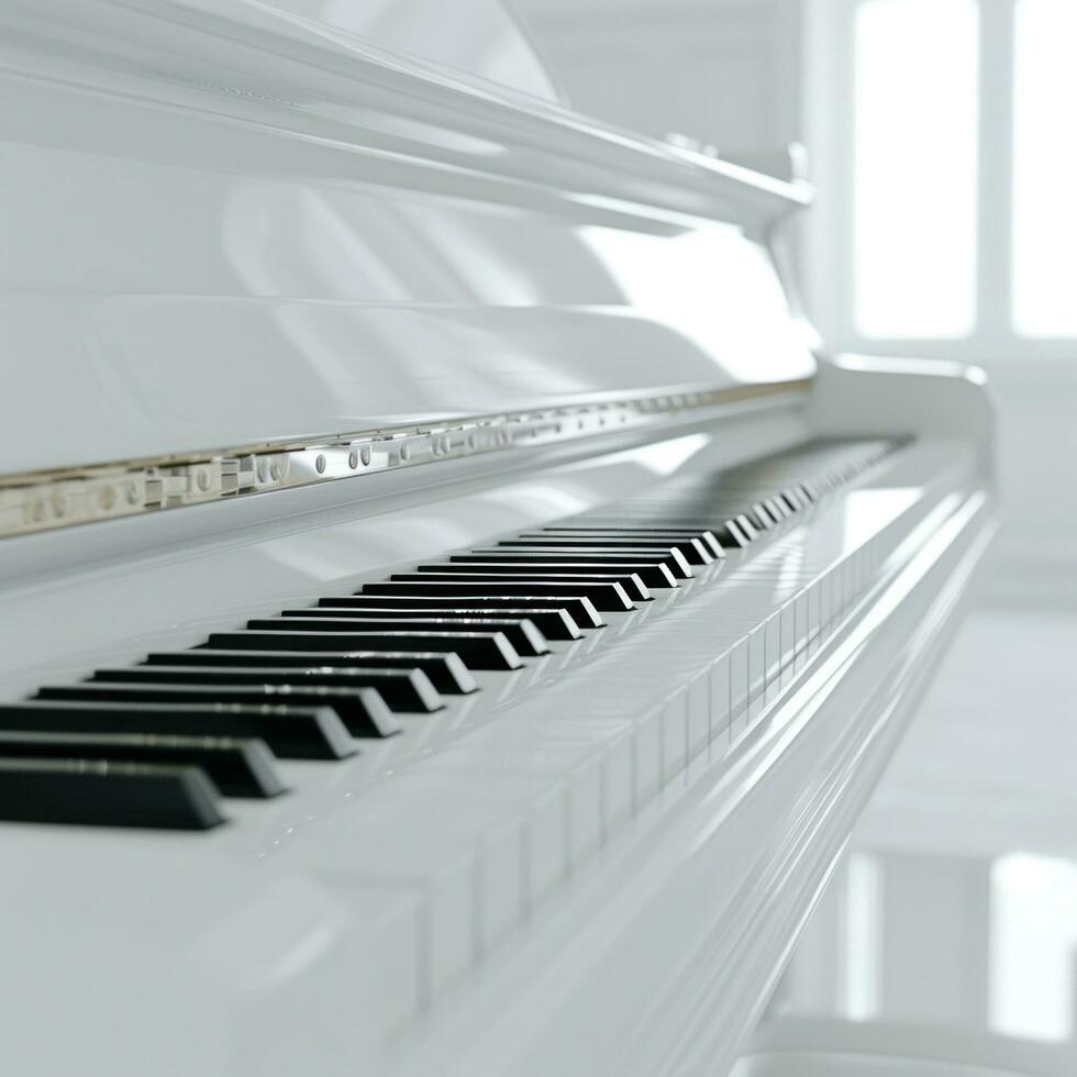 AI generated a close up of a white piano in a white room photo