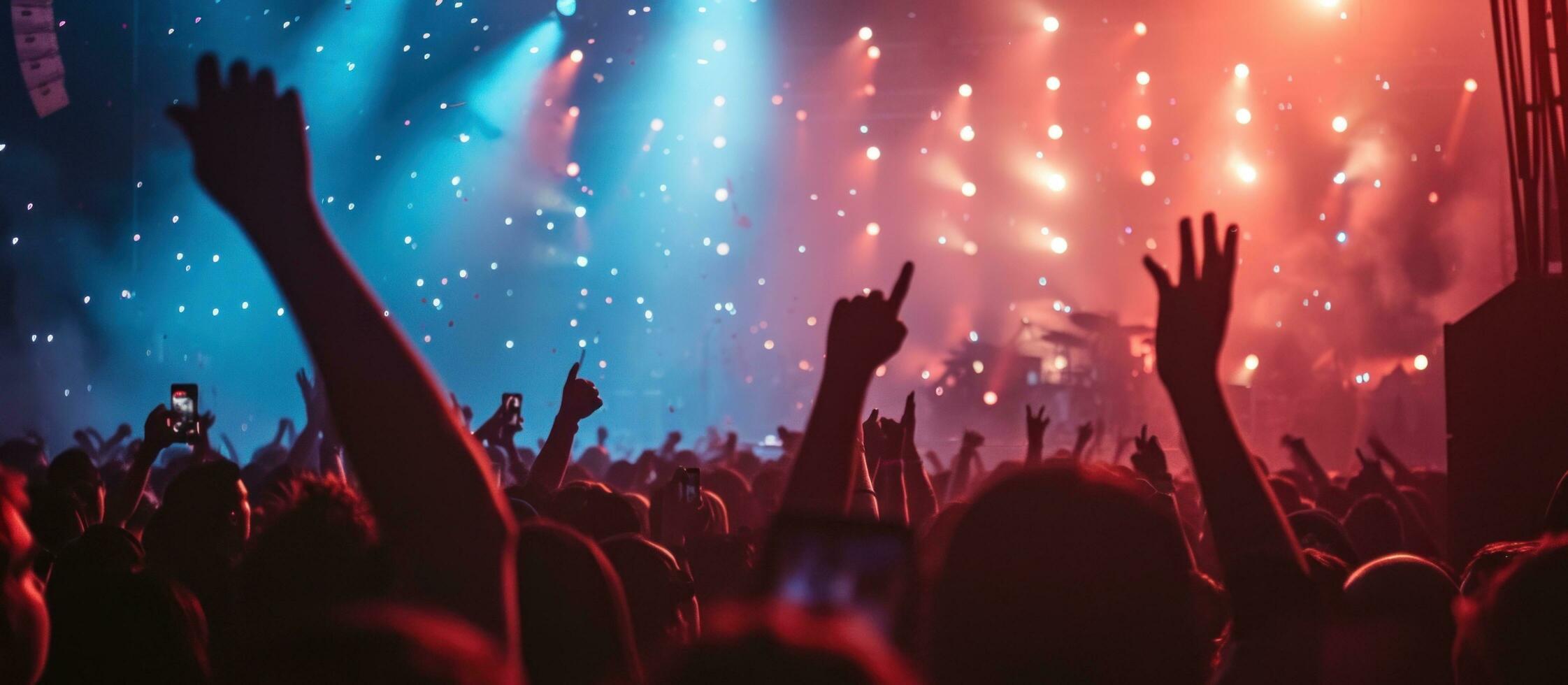 AI generated a crowd at a concert with lights photo