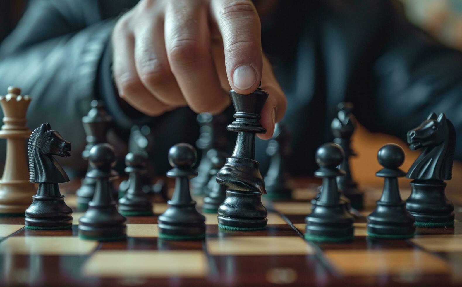 AI generated a man's hand on a chess board photo