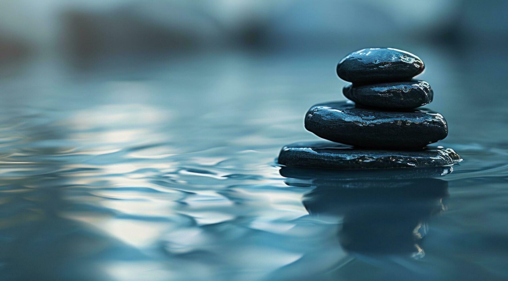 AI generated rocks floating on water in the pond photo