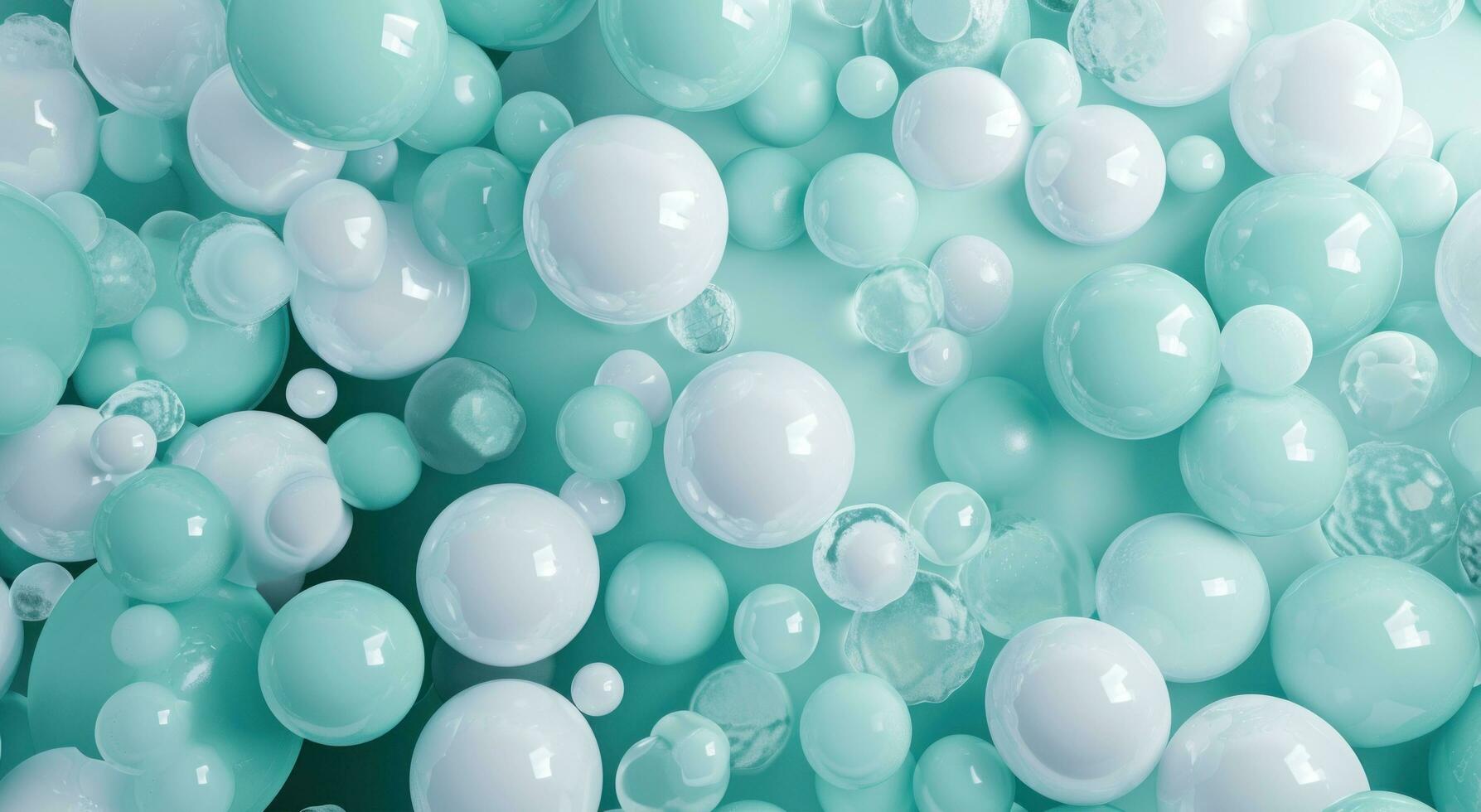 AI generated an aerial shot of a background with tons of water balloons in teal and white photo