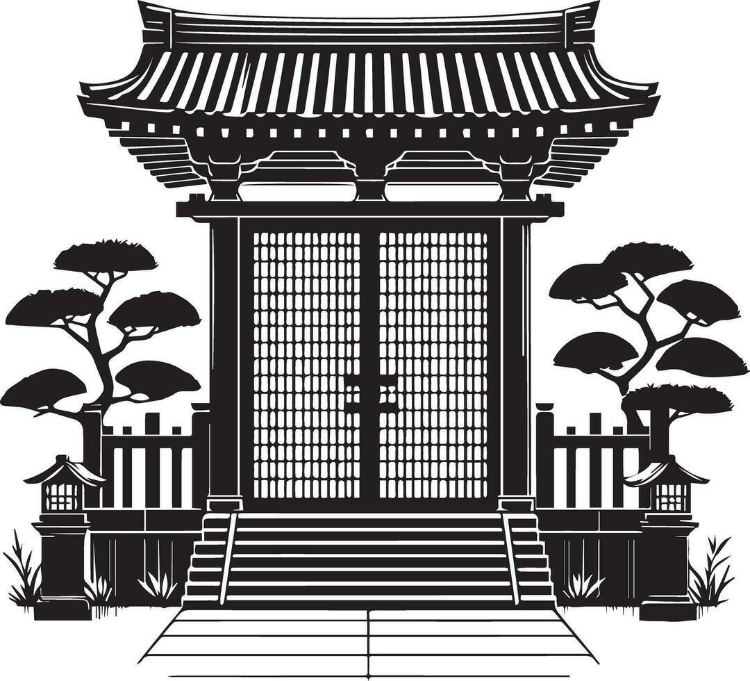 Japanese Style Temple Entrance Vector