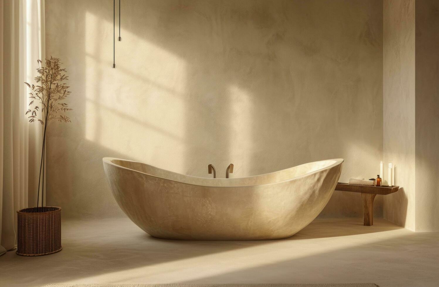 AI generated an image of a modern bathtub inside a bathroom photo