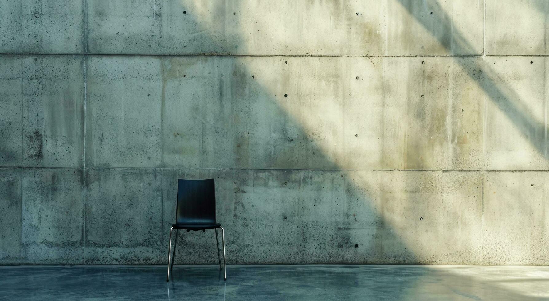 AI generated black chair in front of a concrete wall photo